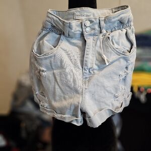 Vanilla Star Light Blue Distressed Women Shorts